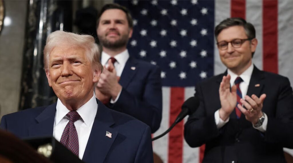 President Donald Trump is interrupted by applause during his March 4, 2025 address to a joint session of Congress. | Win McNamee/AFP via Getty Images