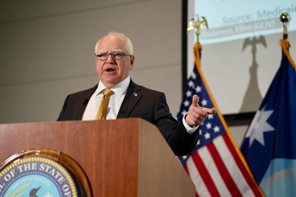 Minnesota Gov. Tim Walz presents his budget proposal in January. | Office of Gov. Tim Walz/Flickr